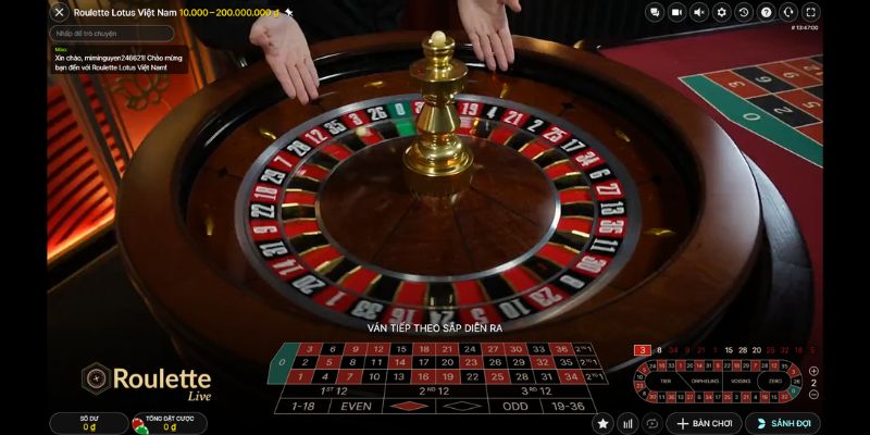 Trò chơi Roulette với bánh xe quay hình tròn đặc trưng